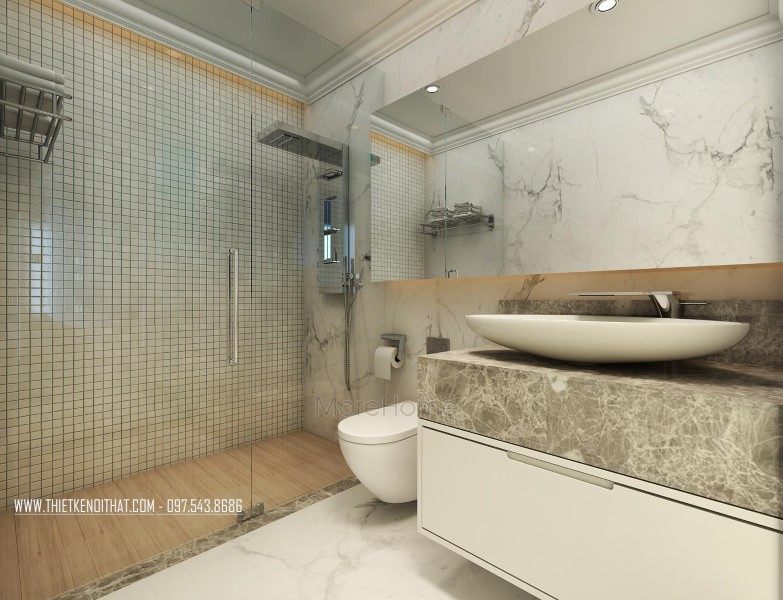 Thiết kế nội thất phòng tắm, nhà vệ sinh nhà liền kề khu đô thị Văn Quán